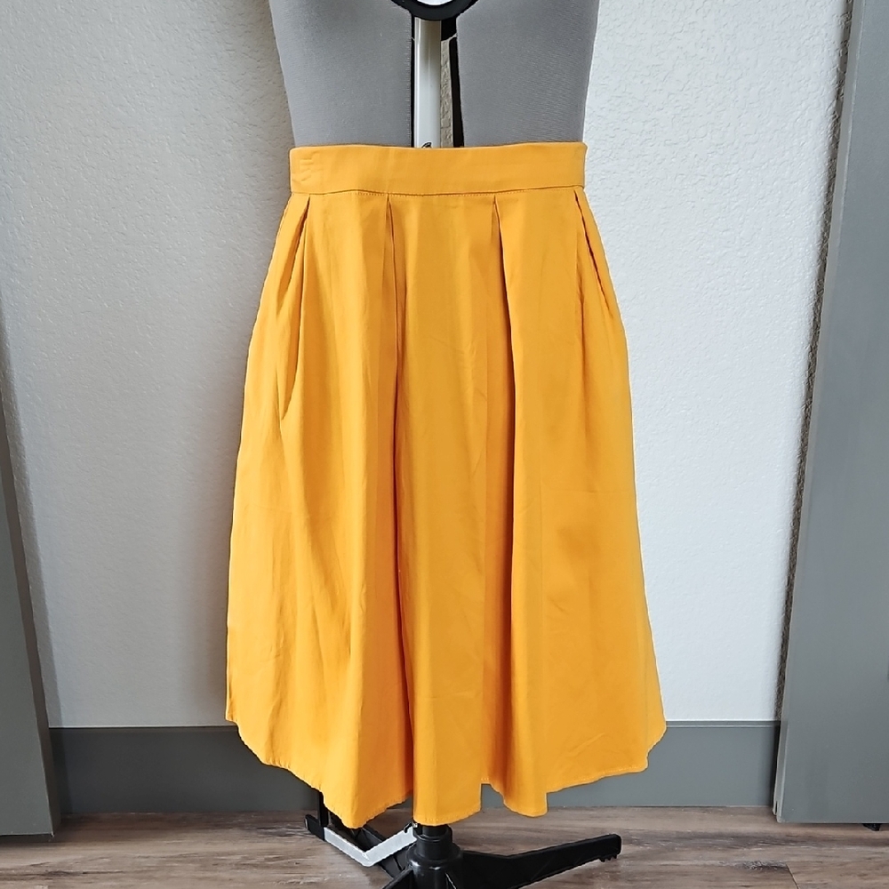 A-Line Midi Skirt in Vibrant Yellow
